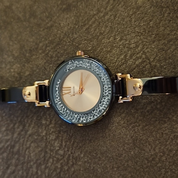 RUMOURS Gunmetal Rose Goldtone Floating Crystal Link Watch - Picture 2 of 6